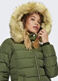 Only Kürk Detaylı Haki Kadın Kısa Şişme Mont 15204607