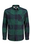 Jack&Jones Yeşil-Lacivert Erkek Oduncu Gömlek 12215467