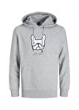 Jack & Jones Kapüşonlu Regular Fit Açık Gri Erkek Şardonlu Sweatshirt 12219677_JORCOMRADE SWEAT HOOD FST