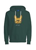 Jack & Jones Kapüşonlu Regular Fit Yeşil Erkek Şardonlu Sweatshirt 12219677_JORCOMRADE SWEAT HOOD FST