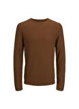 Jack & Jones Bisiklet Yaka Regular Fit Düz Kahve Erkek Kazak 12179861_JPRBLUCARLOS KNIT CREW NEC