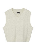 Lmtd V Yaka Normal Düz Krem Kız Çocuk Kazak NLFNOBEL LS CROP KNIT VEST