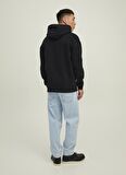 Jack & Jones Kapüşonlu Regular Fit Siyah Erkek Şardonlu Sweatshirt 12216342_JCOCLASSIC WAFFLE SWEAT HO
