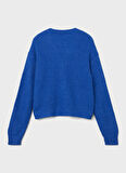 Lmtd Mavi Kız Çocuk V Yaka Uzun Kollu Düz Hırka NLFNOLLEN KNIT SHORT CARDIGAN