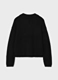 Lmtd O Yaka  Düz Siyah Kız Çocuk Yün Kazak NLFNOLLEN LS SHORT KNIT W. POLO COL