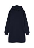 Lmtd Lacivert Kız Çocuk Fermuarlı Uzun Kollu Rahat Düz Elbise NLFOPAL LS SWEAT DRESS W HOOD