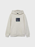 Lmtd Krem Erkek Çocuk Kapüşonlu Uzun Kollu Baskılı Sweatshirt NLMNEVO LS SWEAT W. HOOD