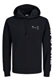 Jack & Jones Kapüşon Yaka Siyah Erkek Sweatshırt JCOMONO SWEAT HOOD