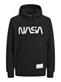 Jack & Jones Kapüşonlu Regular Fit Siyah Erkek Şardonlu Sweatshirt 12216337_JCONASA LOGO SWEAT HOOD
