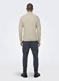 Only & Sons Normal Düz Ekru Erkek Kazak ONSPHIL REG 12 STRUC HALF ZIP KNIT