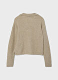 Lmtd O Yaka  Düz Bej Kız Çocuk Yün Kazak NLFNOLLEN LS SHORT KNIT W. POLO COL