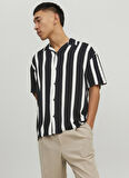 Jack & Jones Normal Siyah Çizgili Erkek Gömlek 12220423_JJEJEFF RESORT STRIPE SHIR