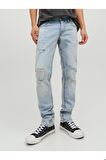 Jack & Jones Erkek Glenn Dar Kesim Yırtık Kot Pantolon - 12223504