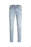 Jack & Jones Erkek Glenn Dar Kesim Yırtık Kot Pantolon - 12223504