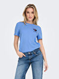 Only O Yaka Baskılı Lavanta Kadın T-Shirt 15286647