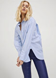 JJXX Bol Kesim Gömlek Yaka Düz Lacivert Kadın Gömlek JXJAMIE LS RELAXED POPLIN SHIRT WVN