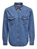 Only & Sons Erkek Göğüs Cepli Denim Gömlek - 22023247
