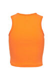 Only Sıfır Yaka Kolsuz Turuncu Kadın T-Shirt 15289581