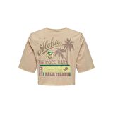 Only Sıfır Yaka Bej Kadın Crop T-shirt 15290663