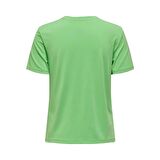 Only Sıfır Yaka Basic Yeşil Kadın T-Shirt 15290959