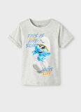 Name İt Gri Melanj Erkek Bebek Bisiklet Yaka Kısa Kollu Baskılı T-Shirt 13217834
