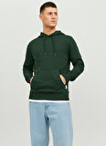 Jack & Jones Kapüşon Yaka Koyu Yeşil Erkek Sweatshırt 12182537_JJEBASIC SWEAT HOOD NOOS