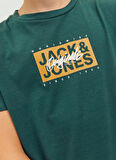 Jack & Jones Koyu Yeşil Erkek Çocuk Kapüşonlu Uzun Kollu Desenli Sweatshirt 12234172