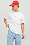Jack & Jones Erkek Jjestar Bisiklet Yaka Baskılı T-Shirt 12234746 Beyaz