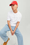 Jack & Jones Erkek Jjestar Bisiklet Yaka Baskılı T-Shirt 12234746 Beyaz