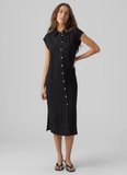 Vero Moda Siyah Kadın Elbise VMMYMILO SL CALF SHIRT DRESS WVN GA