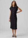 Vero Moda Siyah Kadın Elbise VMMYMILO SL CALF SHIRT DRESS WVN GA