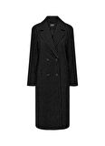 Only Koyu Siyah Kadın Çizgili Kaban 15293673 ONLJOSIE PIN STRIPE WOOL COAT CC OT