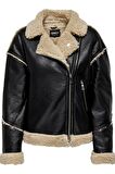 ONLY ONLWILMA FAUX LEATH SHERPA JACKET CC OTW SİYAH