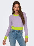 ONLPIUMO L/S CONTRAST PULL CC KNT KADIN CROP KAZAK