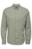 Only & Sons Erkek Onscaiden Slim Fit Keten Gömlek 22012321 Yeşil
