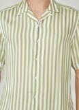 Only & Sons Rahat Mint Çizgili Erkek Gömlek ONSWAYNE LIFE SS VISCOSE SHIRT NOOS