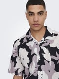 ONSTREV REG CTN LIN AOP SS SHIRT NOOS Erkek Pembe KK Gömlek - 22025125