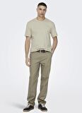 Only & Sons O Yaka Düz Açık Kahve Erkek T-Shirt ONSMAX LIFE REG SS STITCH TEE NOOS