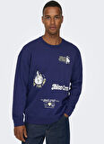 Only & Sons O Yaka Mavi Erkek Sweatshırt 22026422_ONSPEANUTS RLX CREW NECK S