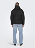Only & Sons Siyah Erkek Mont ONSBRON HOOD QUILT JACKET OTW VD