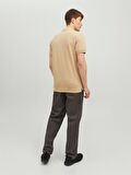 Jack & Jones Polo Yaka Düz Bej Erkek T-Shirt 12236235_JPRBLASCOTT ZIP SS POLO SN
