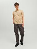 Jack & Jones Polo Yaka Düz Bej Erkek T-Shirt 12236235_JPRBLASCOTT ZIP SS POLO SN