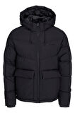 Siyah Logo Baskili Kapüsonlu Puffer Mont 77724K12238849.01