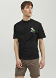 Jack & Jones Bisiklet Yaka Baskılı Siyah Erkek T-Shirt 12234262_JORCABANA BACK TEE SS CREW