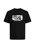 Jack & Jones Bisiklet Yaka Baskılı Siyah Erkek T-Shirt 12234807_JORTULUM BRANDING TEE SS C