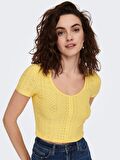 Only O Yaka Açık Sarı Kadın Crop 15289685