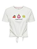 Only Sıfır Yaka Regular Fit Beyaz-Meyve Kadın T-Shirt 15290571