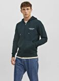 Jack & Jones Kapüşon Yaka Koyu Yeşil Erkek Sweatshırt 12241691_JORVESTERBRO SWEAT ZIP HOO