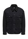 Only & Sons Normal Siyah Erkek Ceket ONSRICK OVZ BLACK 6942 TEDDY DNM JA