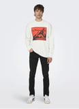 Only & Sons O Yaka Beyaz Erkek Sweatshırt 22027043_ONSELI RLX CONTRAST PRINT